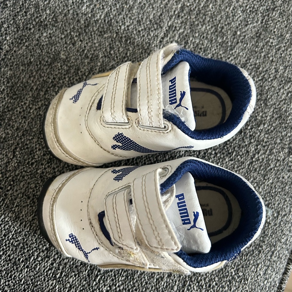 Puma Kids White and Blue Sneakers